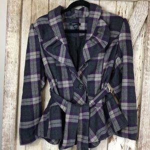Adorable Purple Plaid Ruffle Jacket